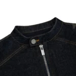 Hellboy Indigo RAW Denim Biker Jacket Black Zip